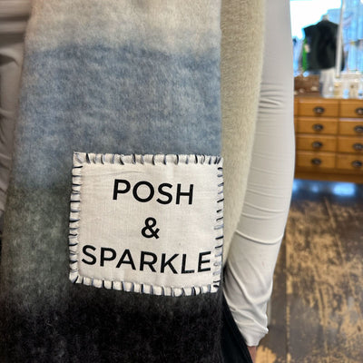 Posh Sparkle Resort Scarf in Navy/Grey