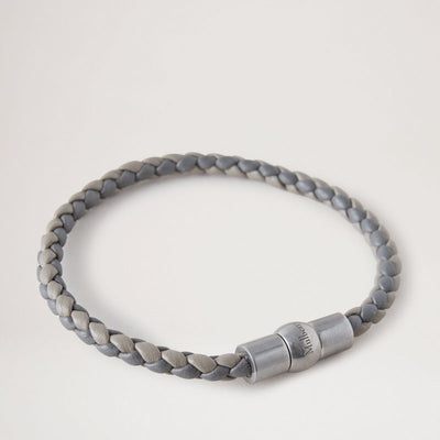 Iris Woven Leather Bracelet in Charcoal/Solid Grey