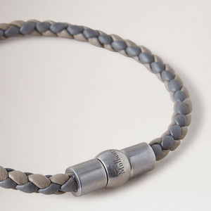 Iris Woven Leather Bracelet in Charcoal/Solid Grey