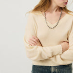 Raxow V Neck Jumper in Natural