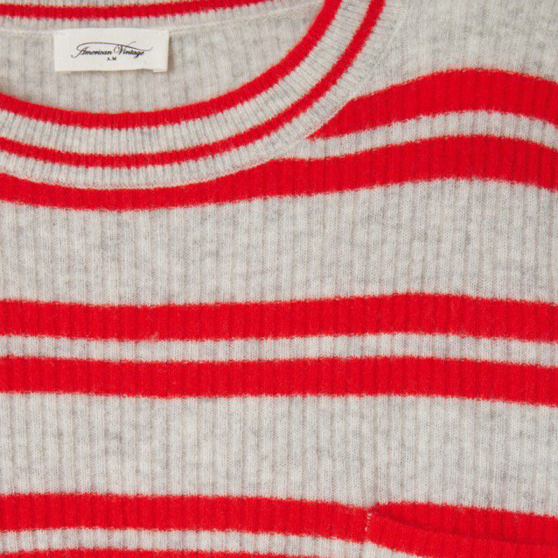 Raxow Jumper in Heather Grey Strawberry Stripes