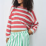 Raxow Jumper in Heather Grey Strawberry Stripes