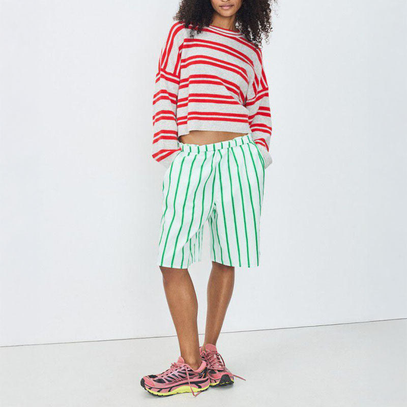 Raxow Jumper in Heather Grey Strawberry Stripes