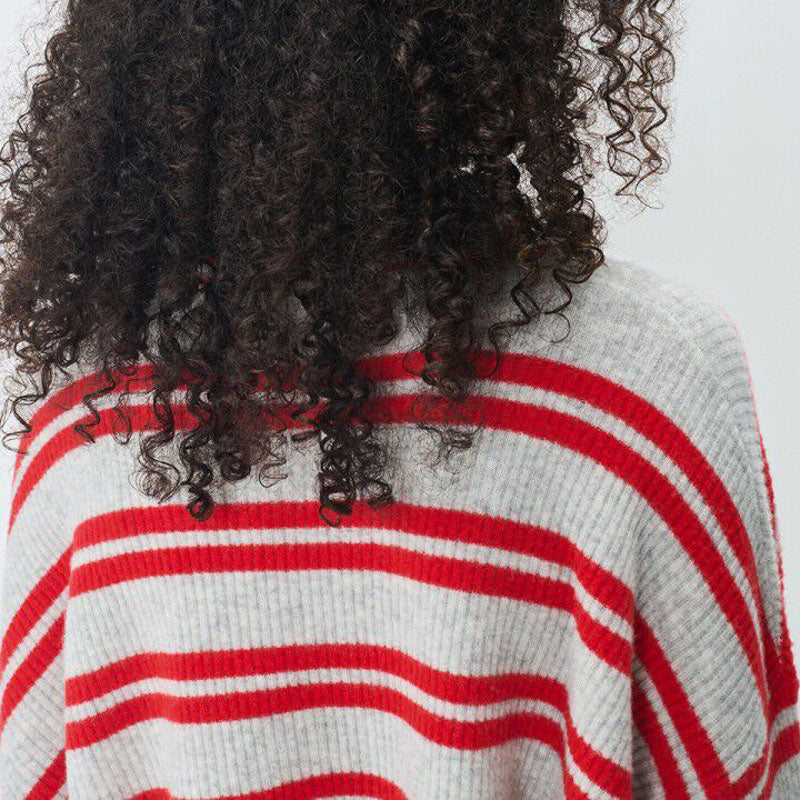 Raxow Jumper in Heather Grey Strawberry Stripes