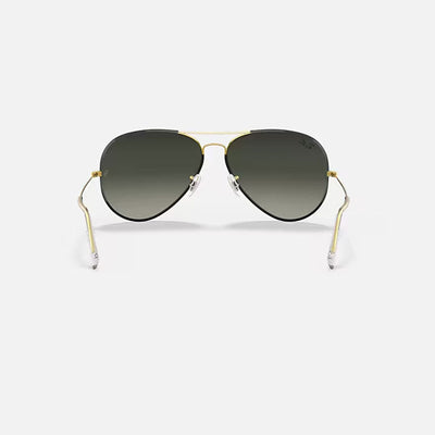 RAY-BAN Aviator Full Colour Legend RB3025JM Sunglasses in Polished Black/Gold/Grey