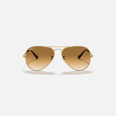 RAY-BAN Aviator Gradient RB3025 Sunglasses in Polished Gold/Light Brown