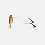 RAY-BAN Aviator Gradient RB3025 Sunglasses in Polished Gold/Light Brown