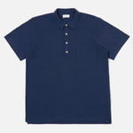 Recycled Wool Pullover Polo Shirt in Navy