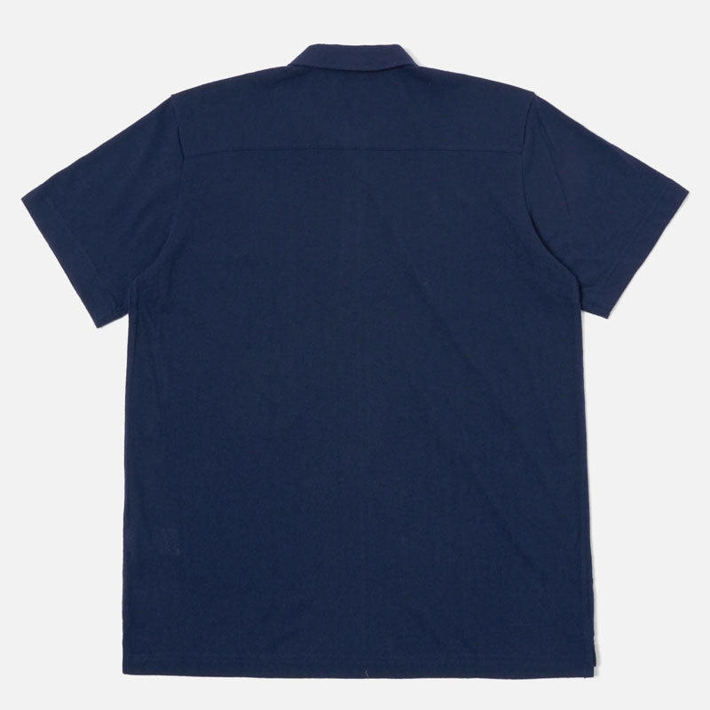 Recycled Wool Pullover Polo Shirt in Navy