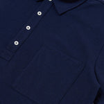 Recycled Wool Pullover Polo Shirt in Navy