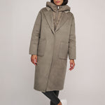 Reni Wool Coat with Removable Down Jacket in Dark Artichoke