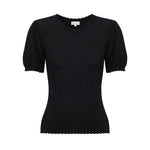 IRIS & WOOL Ruby Pointelle Top in Black