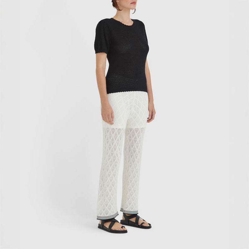 IRIS & WOOL Ruby Pointelle Top in Black