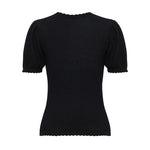 IRIS & WOOL Ruby Pointelle Top in Black