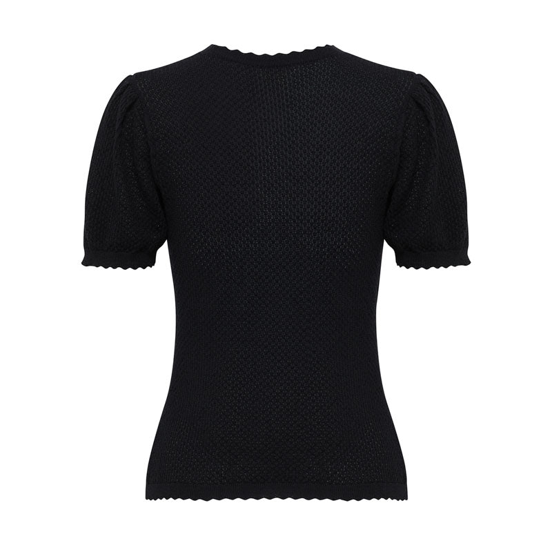 IRIS & WOOL Ruby Pointelle Top in Black