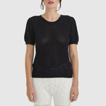 IRIS & WOOL Ruby Pointelle Top in Black