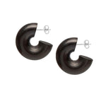 Black Thick Wooden Hoop Earrings