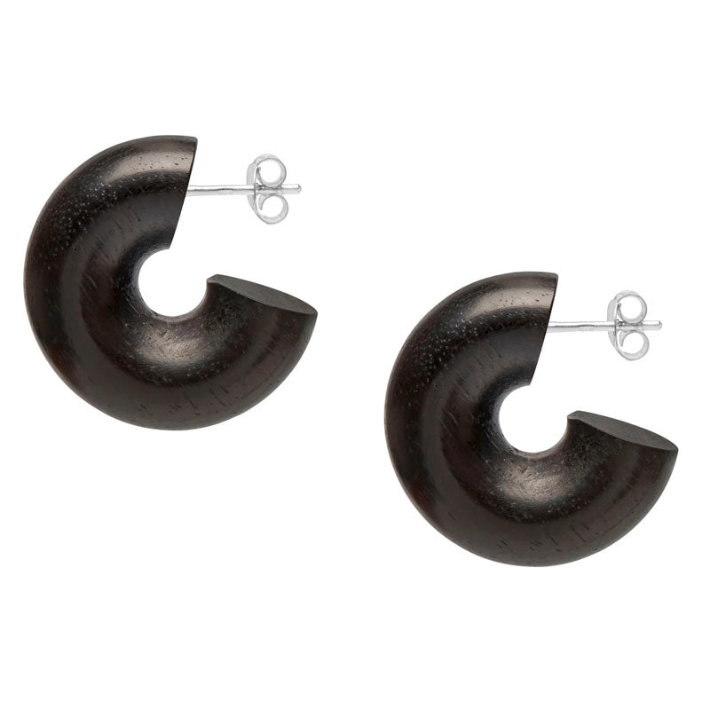 Black Thick Wooden Hoop Earrings