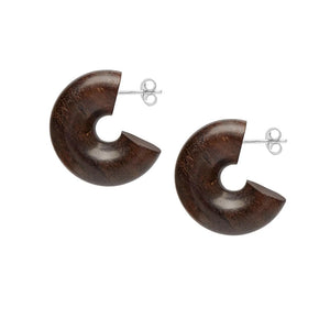 Brown Thick Wooden Hoop Earring