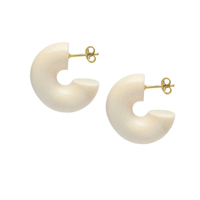 White Thick Wooden Hoop Earrings