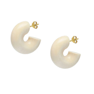 White Thick Wooden Hoop Earrings