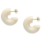 White Thick Wooden Hoop Earrings