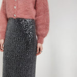 Longette Sequin Skirt in Smoke