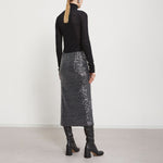 Longette Sequin Skirt in Smoke