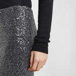 Longette Sequin Skirt in Smoke