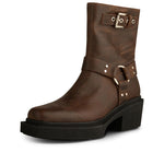 Amina Biker Boots in Dark Brown