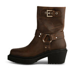 Amina Biker Boots in Dark Brown