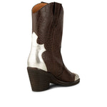 Nancy Western Croco Boots in Dark Brown