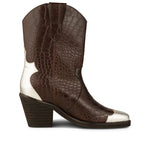 Nancy Western Croco Boots in Dark Brown