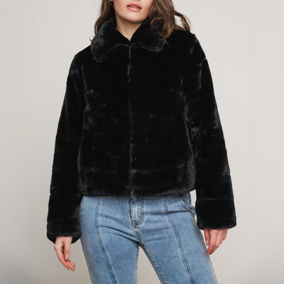 Sallie Faux Fur Jacket in Black