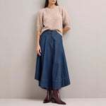 Salomi Denim Flared Skirt in Light Blue