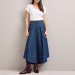 Salomi Denim Flared Skirt in Light Blue