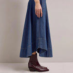 Salomi Denim Flared Skirt in Light Blue