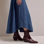 Salomi Denim Flared Skirt in Light Blue