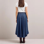 Salomi Denim Flared Skirt in Light Blue