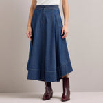 Salomi Denim Flared Skirt in Light Blue