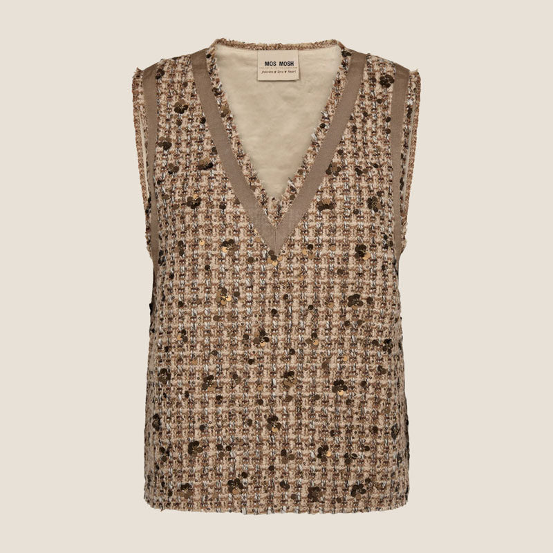 Seyna Vega Vest in Indian Tan