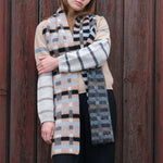 Short Brushed Intarsia Scarf in Bark