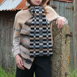 Short Brushed Intarsia Scarf in Bark