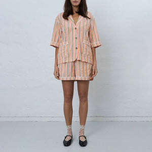 Short Sleeved Pyjama Shirt in Sunshine Orange
