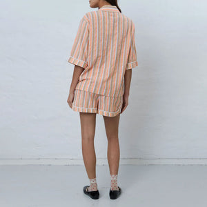 Short Sleeved Pyjama Shirt in Sunshine Orange