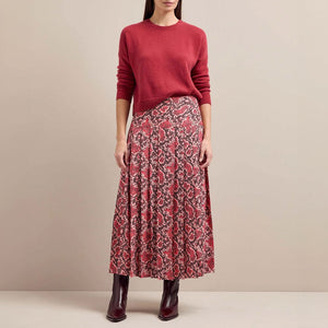 Sienna Snakeskin Print Pleated Skirt in Pink