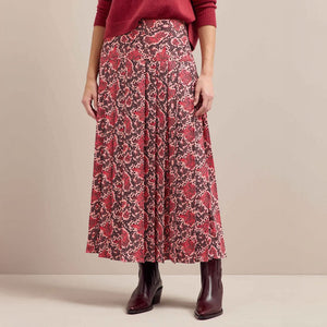 Sienna Snakeskin Print Pleated Skirt in Pink