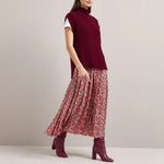 Sienna Snakeskin Print Pleated Skirt in Pink