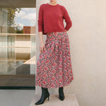 Sienna Snakeskin Print Pleated Skirt in Pink