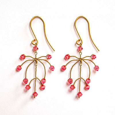 Small Leaf Earrings in Pink